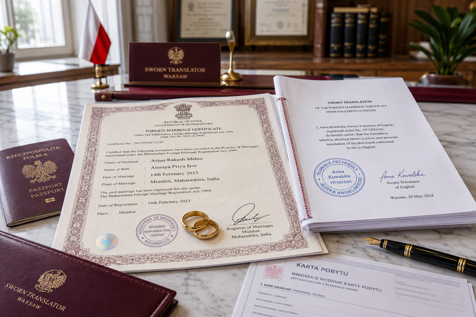 Foreign Marriage Certificate Translation: Sworn Translation Guide for Polish Karta Pobytu