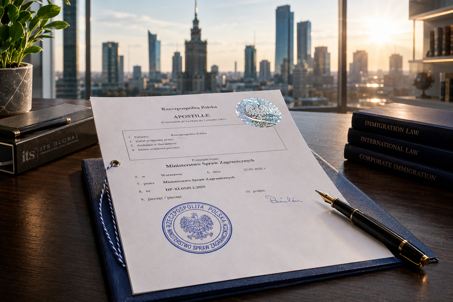 Official physical document showing an Apostille for a Polish PCC layout